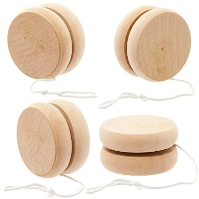 Abbildung von Baker Ross FC849 YoYos aus Holz 4er Pack, JoJos für Kinder zum Bemalen und Spielen