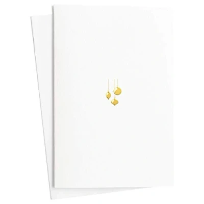 Abbildung von Weihnachtskarten 2er Set Hochwertig mit Christbaumkugeln in Goldfolienprägung auf Strukturiertem PapierGrußkarte zu Weihnachten und Advent, Neutral Umschlag, E43