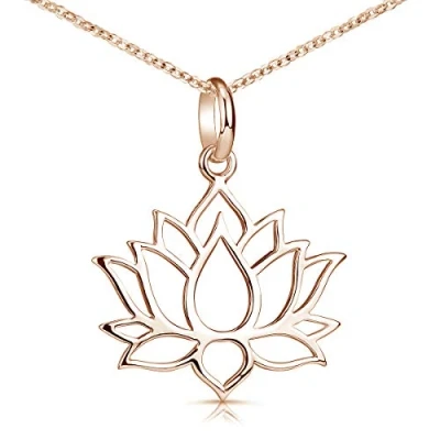 Abbildung von MATERIA Lotus Blume Schmuck Damen rosegold 925 Silber rose vergoldet KA 69 Rose_K53 40 cm