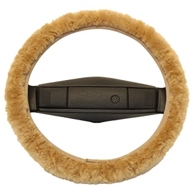 Abbildung von Reissner Lammfelle LERA 15 CAM Lenkradbezug Lenkradschoner Lenkradhülle für Auto und Wohnmobil Echtes Merino Lammfell Florhöhe 15mm passend ⌀40cm Anti Rutsch Farbe Camel