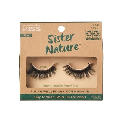 Abbildung von KISS Sister Nature Collection 1 Paar Wimpern, Will, 100% natürliches Haar, weiche und voluminöse künstliche einfach zu tragen umweltfreundlicher Verpackung, inklusive Wimpernkleber