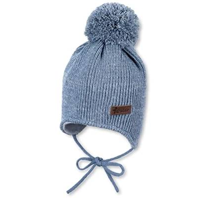 Abbildung von Sterntaler Unisex Kinder Mütze Baby Bommelstrickmütze Melange, mittelblau, 47