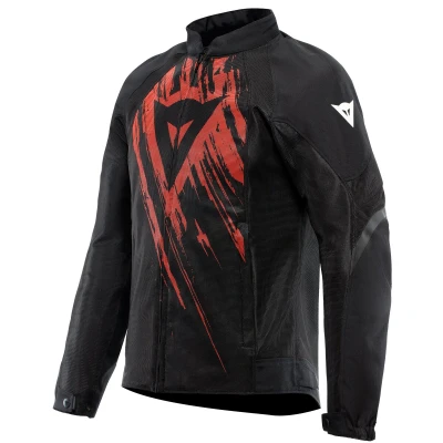 Abbildung von Dainese Air Graphics Tex Jacket, Sommer Motorradjacke, belüftet und leicht, mit weichen Protektoren an Schultern Ellenbogen, Mann, Schwarz/Rot Tarmac, 58