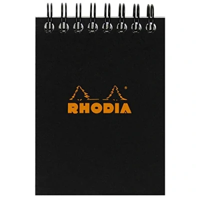 Abbildung von Rhodia 115009C Notizblock (A7, Doppelspirale kariert, 80 Blatt) 1 Stück schwarz