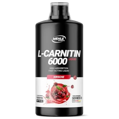 Abbildung von L Carnitine 6000 Liquid (1000 ml) Extra hochdosiert mit mg reinem Carnitin pro Tagesportion Amino Workout Drink Leckerer Geschmack Vegan Wehle Sports (1000ml, Kirsche)