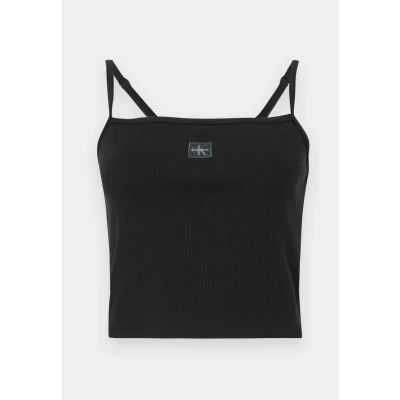 Abbildung von Calvin Klein Jeans Woven Label Top, Damen, Größe: XXS, Black