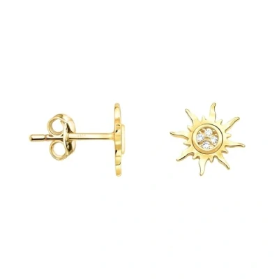 Abbildung von SOFIA MILANI Damen Ohrringe 925 Silber vergoldet/golden &amp; mit Zirkonia Steinen Stern Sonne Ohrstecker 20554