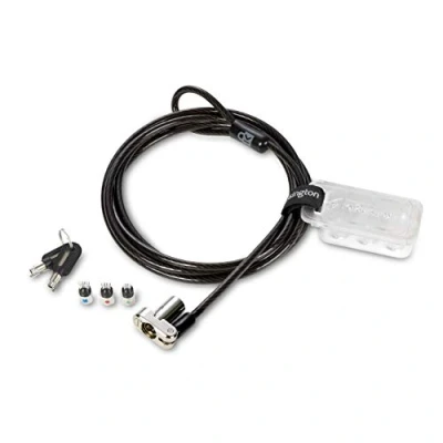 Abbildung von Kensington Universal 3 in 1 Laptopschloss mit Schlüssel, Anti Diebstahl Sicherheitsschloss für Computer, Hidden Pin Technologie, 1,8 m Langes Karbonstahlkabel, K62318WW
