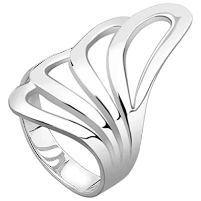 Abbildung von Nenalina Damen Ring Silberring mit polierter Oberfläche im modernen Wellen Design, handgearbeitet aus 925 Sterling Silber, 312105 000 Gr.58