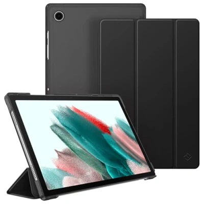 Abbildung von Fintie Hülle für Samsung Galaxy Tab A8 10.5 2022/2021, Ultradünn Schutzhülle mit Transparenter Rückseite Cover Auto Schlaf/Wach Zoll SM X200/X205/X207, Schwarz