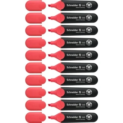 Abbildung von Schneider Job 150 Textmarker (aus recyceltem Kunststoff, ausgezeichnet mit Der blaue Engel) 10er Pack rot