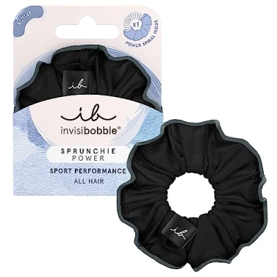 Abbildung von invisibobble Haargummi Schwarz Scrunchie Power Black Panther, Haargummis starker Halt für den Sport, Scrunchies Grau Schwarz, designed im Herzen Münchens