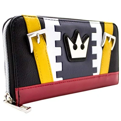 Abbildung von Kingdom Hearts Sora Outfit Metallkrone Emblem Portemonnaie Clutch mit Münzfach &amp; Kartenhalter, Blau