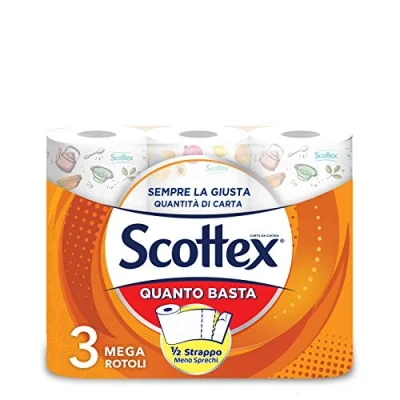 Abbildung von Scottex Quanto Basta Küchenpapier, halbe Packung, 3 Maxi Rollen 590 g