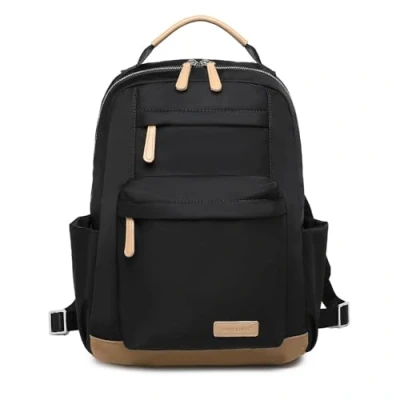 Abbildung von Miss Lulu Tagesrucksack Damen Mädchen Wasserdichter Laptop Rucksack 13 Zoll Handgepäck für Schule, Arbeit Uni Reisen Büro (Schwarz&amp;Braun)