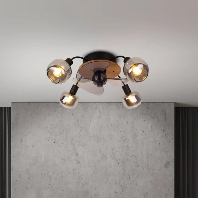 Abbildung von näve Deckenleuchte »Fumoso Deckenventilator«, 4 flammig, Leuchtmittel E14 ohne Leuchtmittel, Deckenlampe, Ventilator, Fernbedienung, 4flg., exkl., Glasschirme