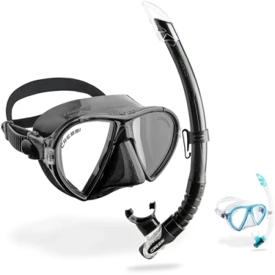 Abbildung von Cressi Ocean Combo Set Schnorchelset Maske und Schnorchel Gamma, Schwarz/Schwarz, Einheitsgröße, Erwachsene Unisex
