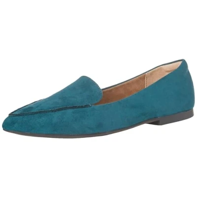 Abbildung von Amazon Essentials Damen Flacher Loafer, Dunkles Türkis Mikro Wildleder, 39 EU Weit