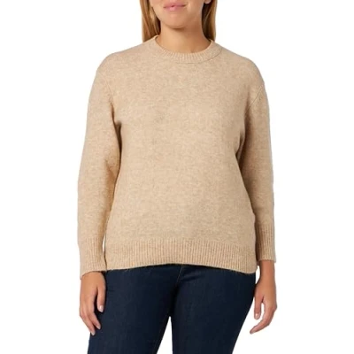 Abbildung von JJXX Jack&amp;Jones Damen JXSILINE Diverse Crew Knit NOOS Strickpullover, Peyote/Detail:/Limeade Neck Piping, M