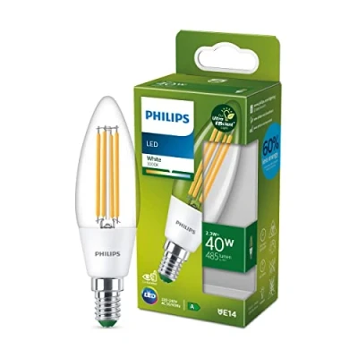 Abbildung von PHILIPS LED Classic ultraeffiziente E14 Lampe (40 W), mit neutralweißem Licht, energiesparende langer Nutzlebensdauer, Energieeffizienzklasse A