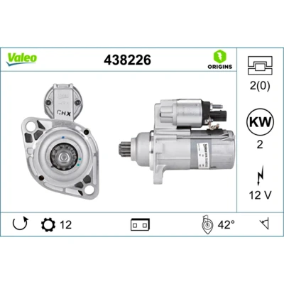 Abbildung von VALEO NEW ORIGINAL PART 438226 Anlasser 12 2 VOLKSWAGEN: Transporter 5, 5 Bus, Passat B6 Variant, SKODA: Octavia 3 Combi kfzteile,