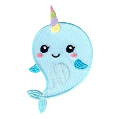 Abbildung von PatchMommy Narwal Patch Aufnäher Applikation zum Aufbügeln Bügelbild für Kleidung Jeans Jacken Kinder Baby