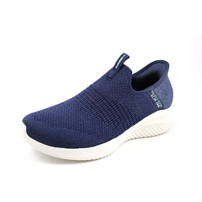 Abbildung von Skechers Damen Ultra Flex 3.0 Smooth Step Sneaker, Navy Knit/Jersey/Trim, 35 EU