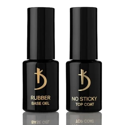 Abbildung von K Professional Nail Gel Polish Rubber Base &amp; No Wipe Top Coat Nagellack Maniküre Kit Glanz Langlebig Geeignet für Anfänger Profis Hochglanz Gesunde Nägel 2x12ml Nagelverlängerung
