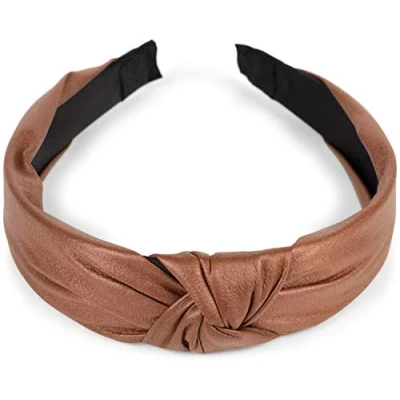 Abbildung von styleBREAKER Damen Haarreif mit Knoten in Kunstleder Optik, Retro Style Haarband, Headband 04026046, Farbe:Cognac