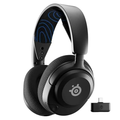 Abbildung von SteelSeries Arctis Nova 5P Wireless Gaming Headset Multi System Magnetische Neodym Treiber Über 100 Audio Presets 60 Std. Akkulaufzeit 2,4 GHz oder BT ClearCast Gen2.X Mikr PS5,PS4,PC Weiß