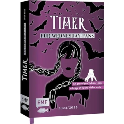 Abbildung von der Timer für Wednesday Fans 2024/2025: Schülerkalender mit vielen schaurigen Extras: coole Mitmachseiten, außergewöhnliche Rezepte und schräge DIYs alle Schüler Nevermore Academy
