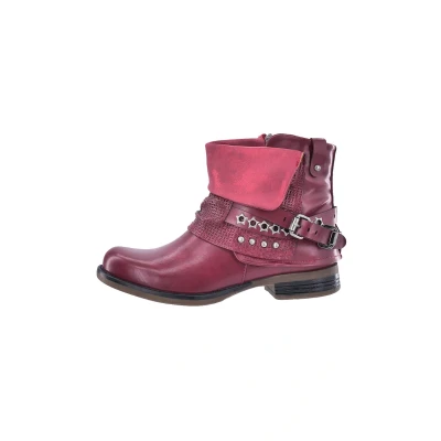 Abbildung von Elara Damen Biker Boots Nieten Stiefeletten Chunkyrayan 344 Wine 39