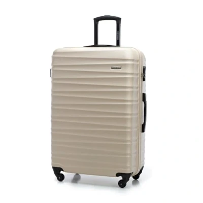 Abbildung von WITTCHEN Reisekoffer Groß Rollkoffer Trolley Großer Koffer Check In Gepäck Hartschale aus ABS mit 4 Spinner Rollen Zahlenschloss Teleskopgriff Groove Line Größe L beige