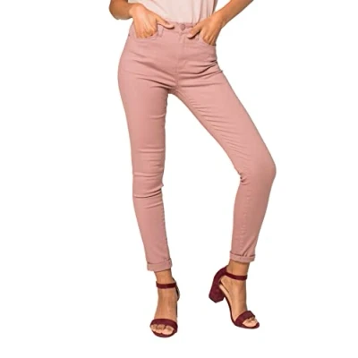 Abbildung von Nina Carter P109 Damen Skinny Fit Jeans High Waist Slim Hose Figurbetonte Stretch Jeanshose (Rosa (P109 16), M)