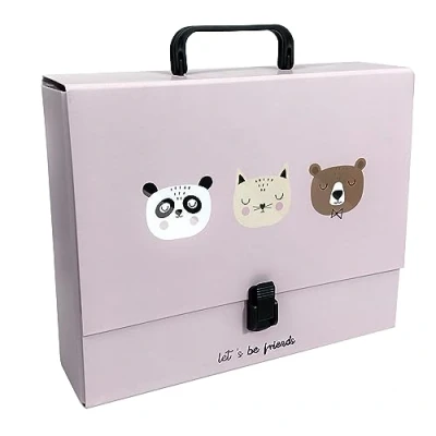 Abbildung von Interdruk A4 Tierthema Heftbox mit Griff für Kinder Ideal Dokumente und Notizbücher BeBe Friends G