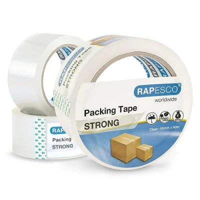 Abbildung von Rapesco 1751 Starkes Klebeband 50 mm x 60 m, Transparent, 3 Stück