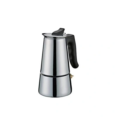 Abbildung von Cilio Espressokocher ADRIANA mit Planboden , Edelstahl Für alle Herdarten geeignet Ø 8 cm, Höhe 15 cm Spülmaschinengeeignet Mokkakanne 2 Tassen Camping Kaffeekocher