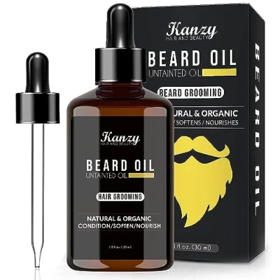 Abbildung von Kanzy Bartöl Herren für gesundes Bartwachstum 30ml Beard Oil Growth Perfekt Geschenkset Männer Leicht Parfümiert Bart öl enthält Aloe Vera, Jojoba, und Vitamin E