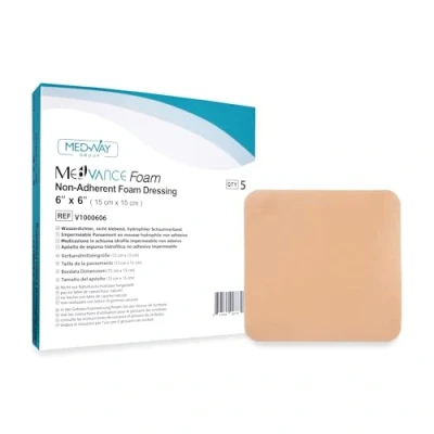 Abbildung von MedVanceTM Schaum Wasserdichter, nicht klebend, hydrophiler Schaumverband 15 cm x Packung mit 5 VerbandmittelnBottom of Form