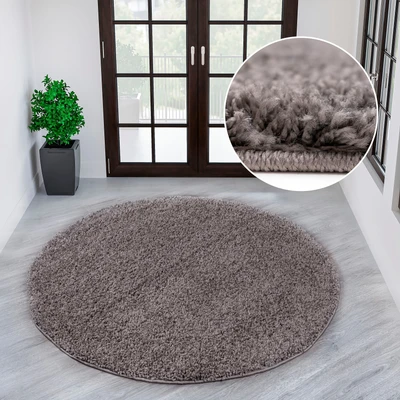 Abbildung von Hochflor-Teppich OTTO HOME Viva Shaggy, in Standard- und Premium-Qualität, 30 mm oder 45 Höhe Gr. 10, grau (stone), H:45mm Ø:190cm, Kunstfaser, Teppiche, Hochflor-Teppich, Uni Farben, einfarbig, weich, kuschelig, Läufer, Kundenliebling