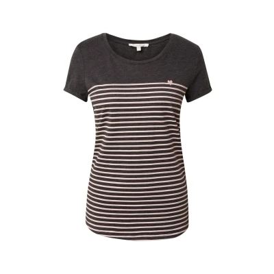Abbildung von TOM TAILOR Denim Damen Streifen T Shirt mit Herz Stickerei auf der Brust