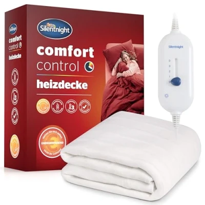 Abbildung von Silentnight Comfort Control Wärmeunterbett 150x80cm Heizdecke Bett mit 3 Heizstufen, Ultraschnelles, Aufheizen Elastische Bander Waschmaschinen Waschbar Heizunterlage Heizmatte