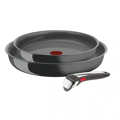 Abbildung von Tefal Ingenio Renew Pfannen Set, 3 teilig, 24/28 cm, abnehmbarer Griff, Induktion, Keramikbeschichtung, Thermo Signalfunktion, recycelt, L2619102