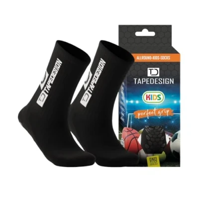 Abbildung von TAPEDESIGN &quot;Classic Kids&quot; 1 Paar rutschfeste Kinder Fußball Socken (Gr. 30 36) mit gummierten Noppen Weiß (One Size) Grip Fussball &amp; Sport für Jungen, Mädchen Jugendliche
