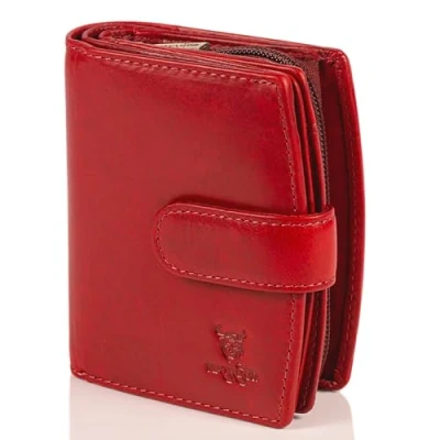 Abbildung von MATADOR Valencia Geldbörse Damen Rot Leder mit edler Geschenk Box Portemonnaie Portmonee RFID Geldbeutel Mittelgroß Rote