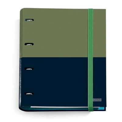Abbildung von Miquelrius Ringbuch A4, mit 4 Ringen + 100 Blatt 70 g/m² kariert 5 mm kariert, Gummizugverschluss, Kollektion Rider Green