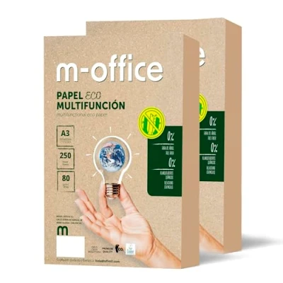 Abbildung von Recyclingpapier, DIN A3, 80 g, Papier für Kopierer und Drucker, Packungen mit 250 Blatt 100% m office (250 Blatt)