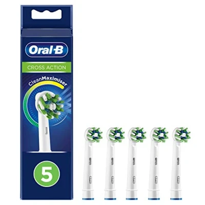 Abbildung von Oral B CrossAction Aufsteckbürsten für elektrische Zahnbürste, 5 Stück, ganzheitliche Mundreinigung mit CleanMaximiser Borsten