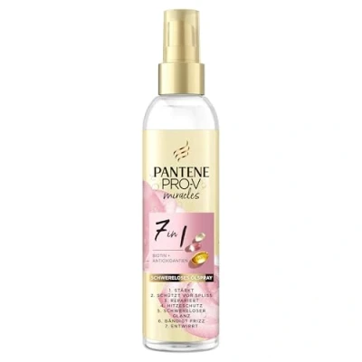 Abbildung von Pantene Pro V 7in1 Schwerelöses Ölspray mit Biotin 145ml. Miracles Haarölspray Hilft, das Haar gegen Stylingschäden zu Stärken und Schützt vor Spliss. Bändigt Frizz Duftet Erfrischend