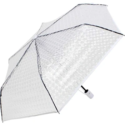 Abbildung von iX brella Taschenschirm transparent mit Lens Effekt durchsichtig Einfassband weiß
